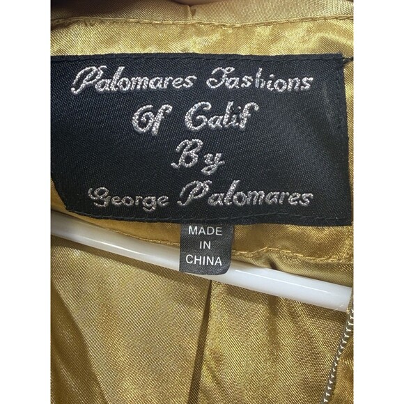 George Palomares Y2K Style Gold Cropped Puffer Jacket With Faux Fur Trim Size L - Picture 14 of 15